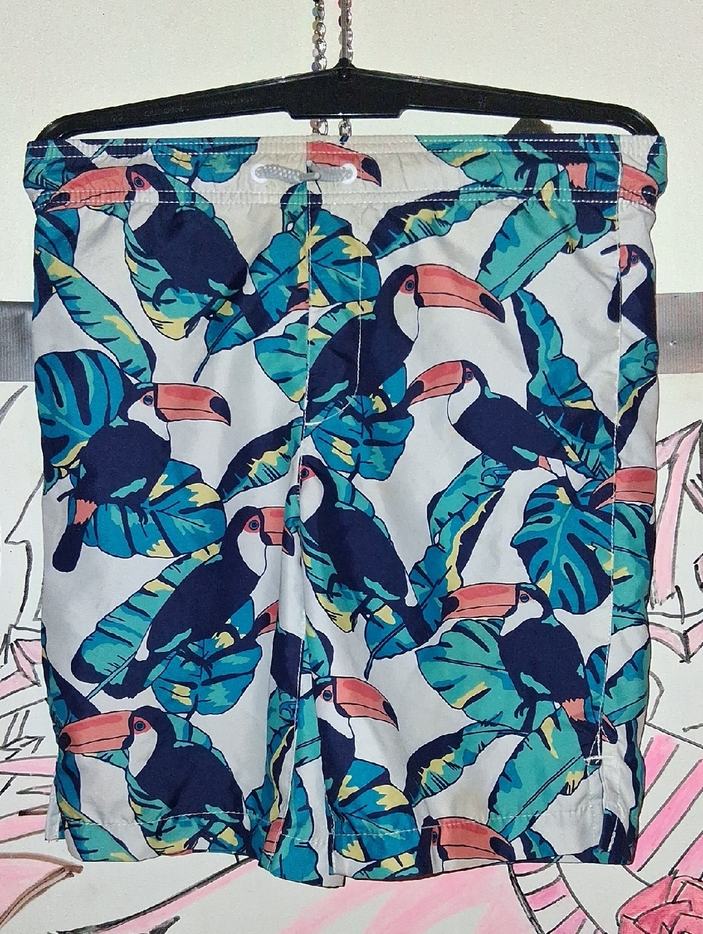 Place Sport Toucan Print Swim Shorts - Navy, Teal & Coral